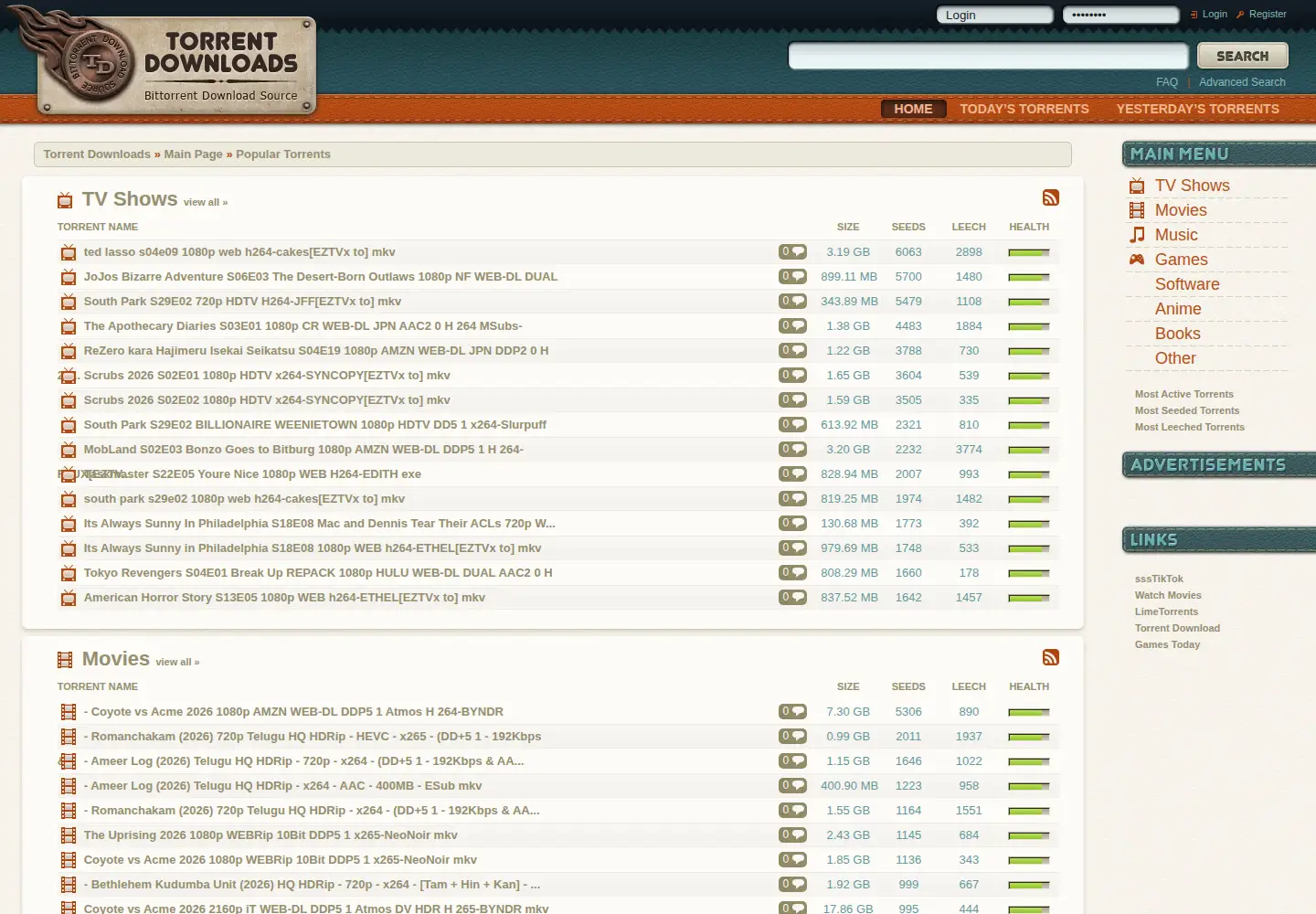 Screenshot of torrentdownloads.pro