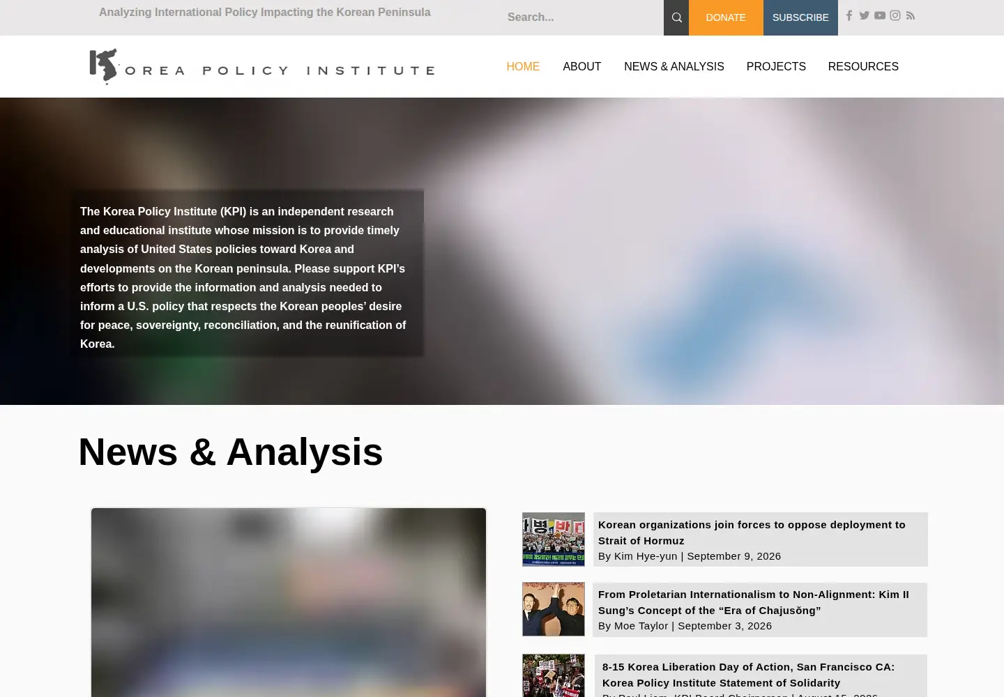 Captured homepage of kpolicy.org in the current scan