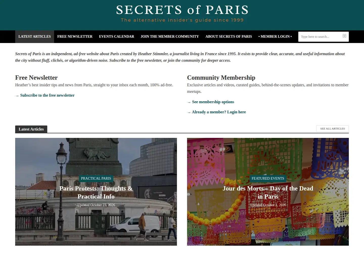 Captured homepage of secretsofparis.com in the current scan