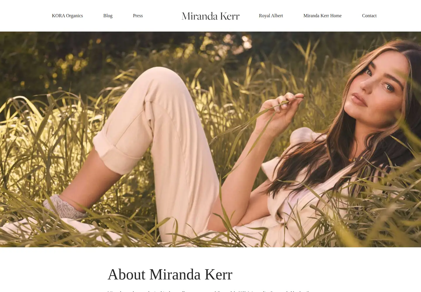 Screenshot of mirandakerr.com