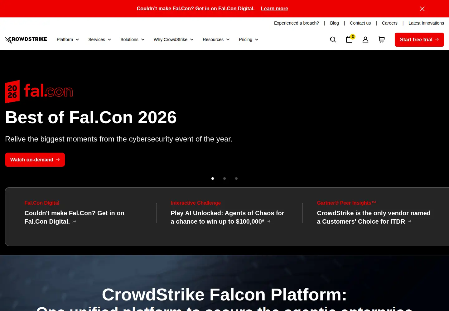 Screenshot of crowdstrike.com