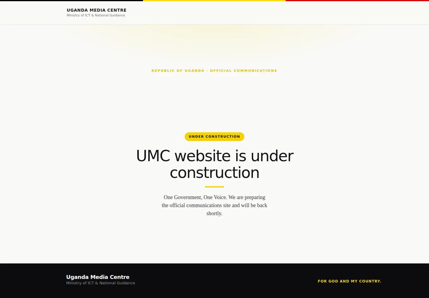 Captured homepage of mediacentre.go.ug in the current scan