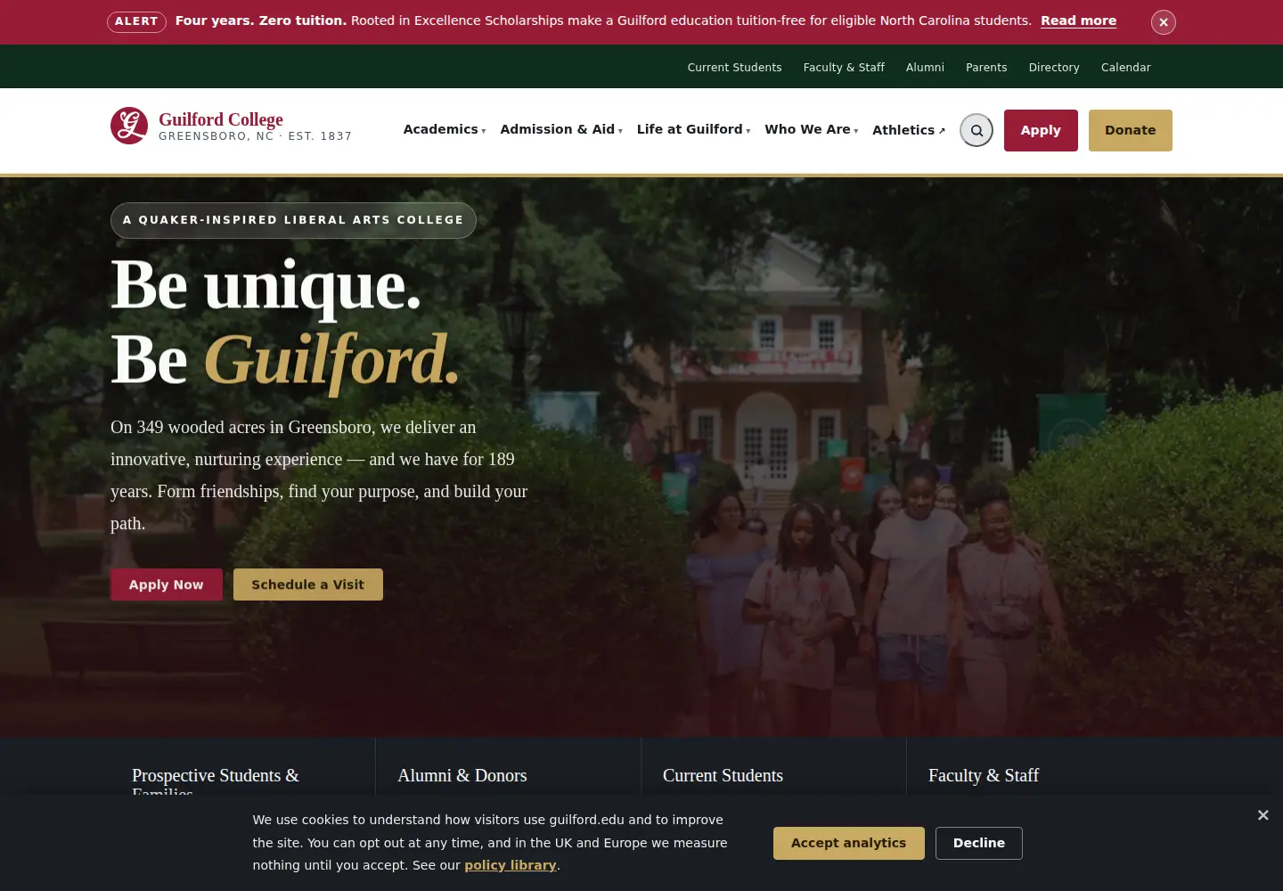 Screenshot of guilford.edu