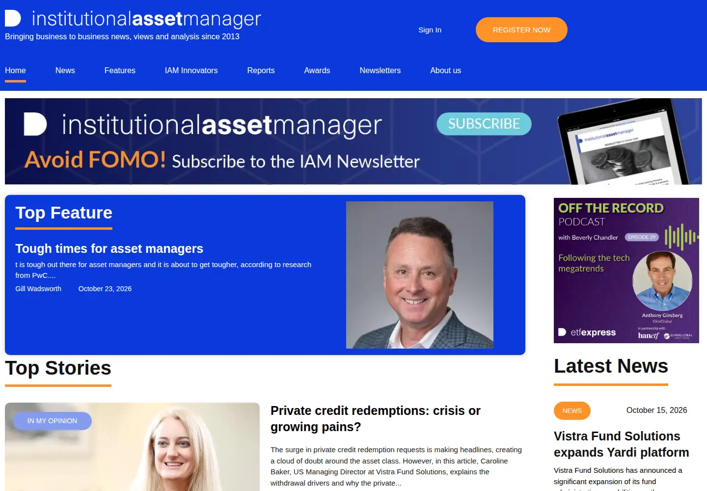 Screenshot of institutionalassetmanager.co.uk