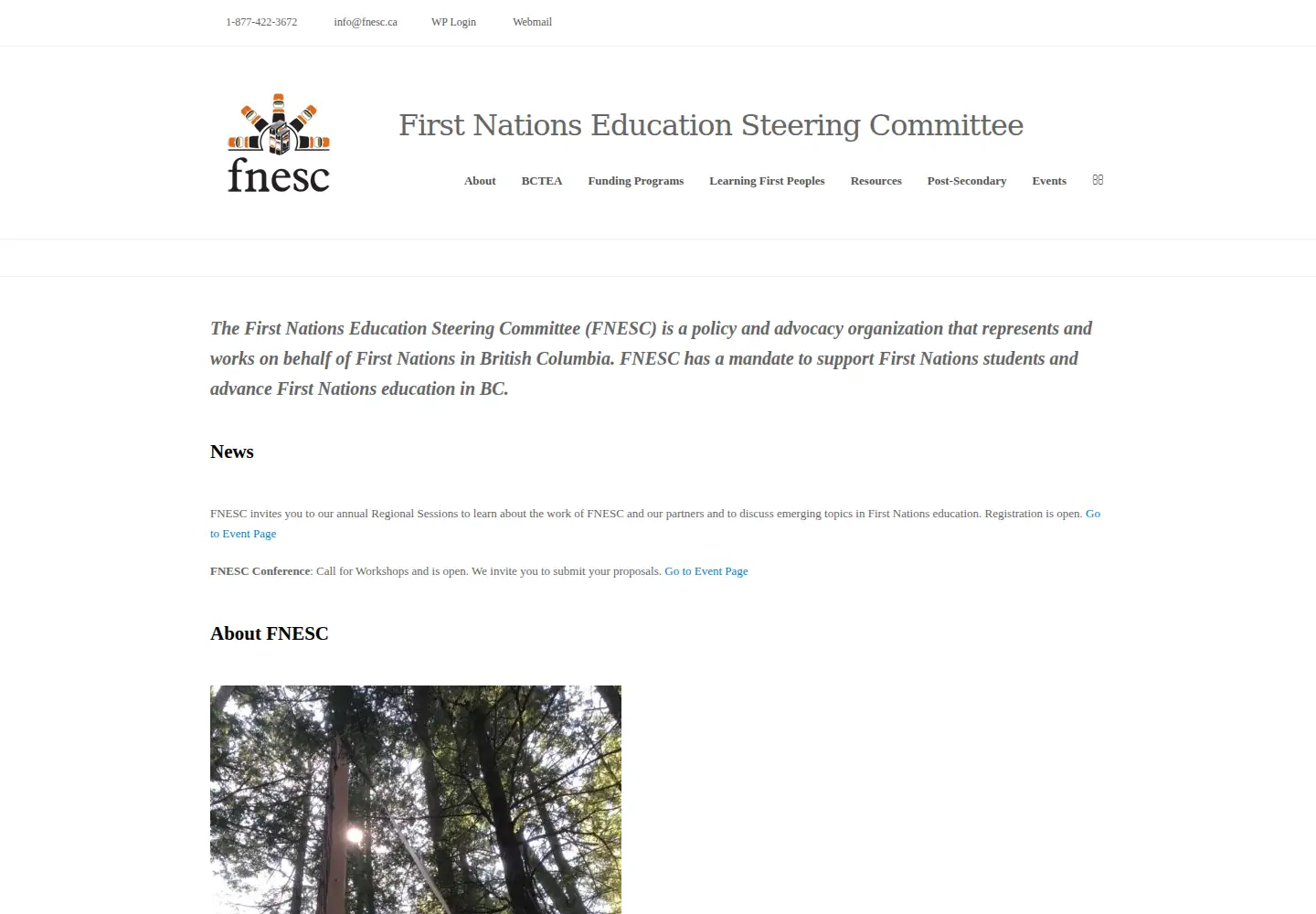 Captured homepage of fnesc.ca in the current scan