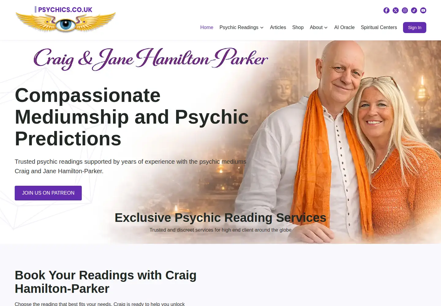 Screenshot of psychics.co.uk