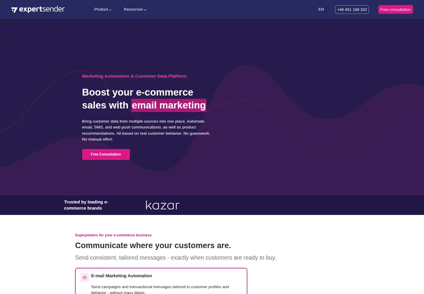 Screenshot of expertsender.com