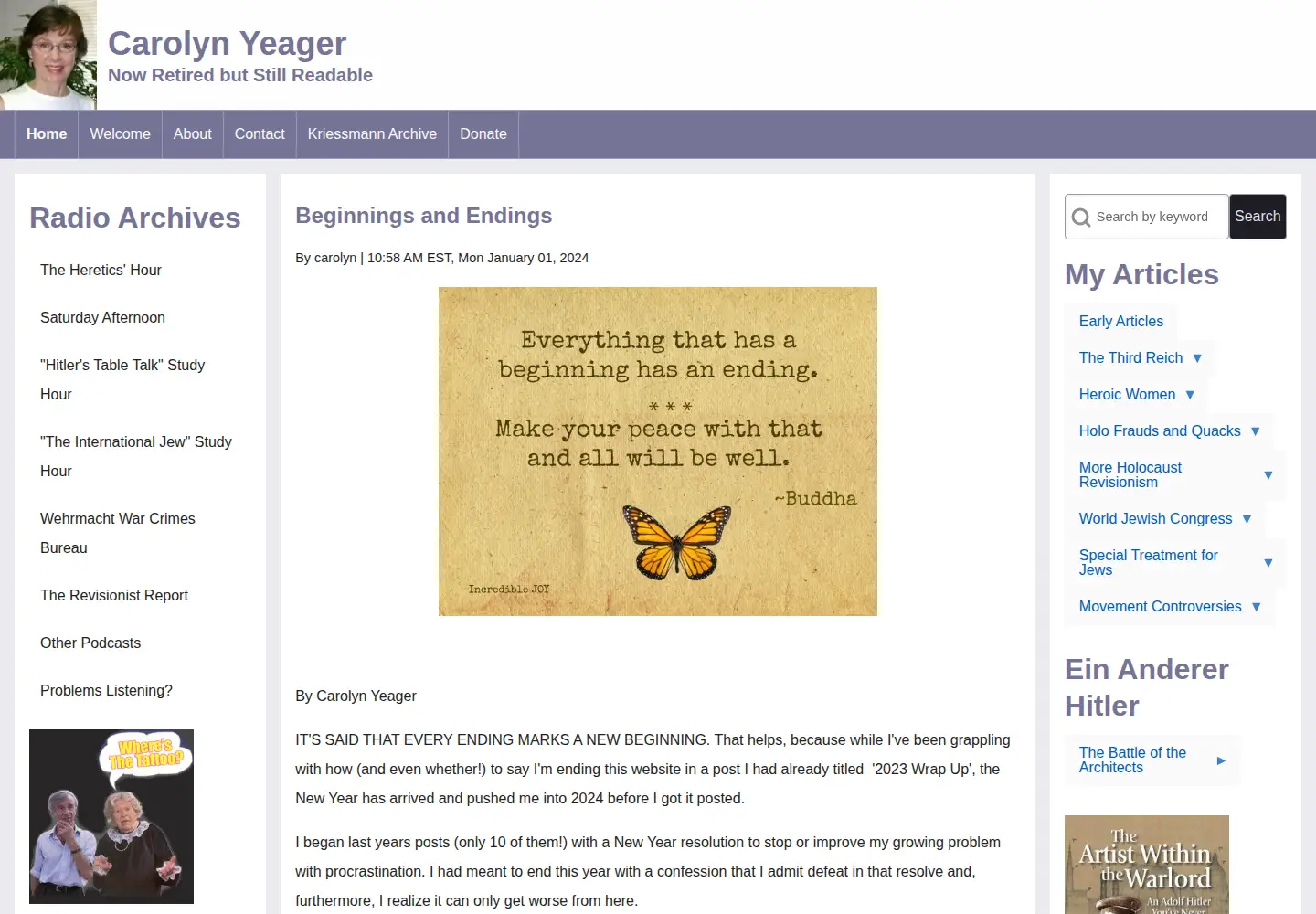 Screenshot of carolynyeager.net