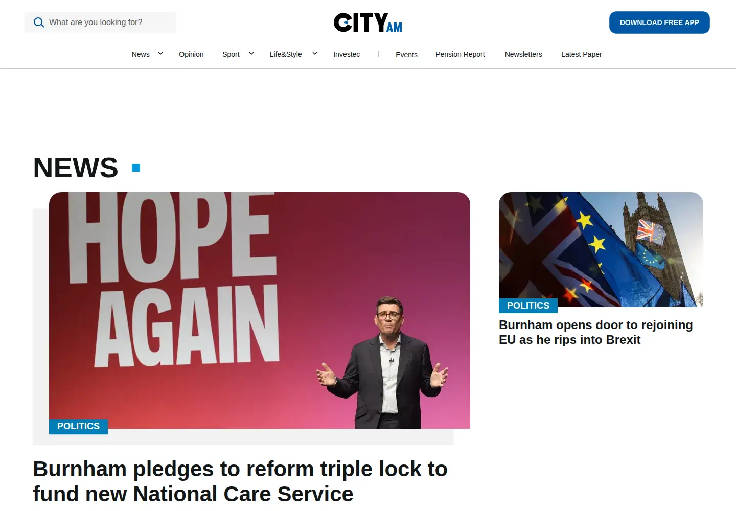 Screenshot of cityam.com