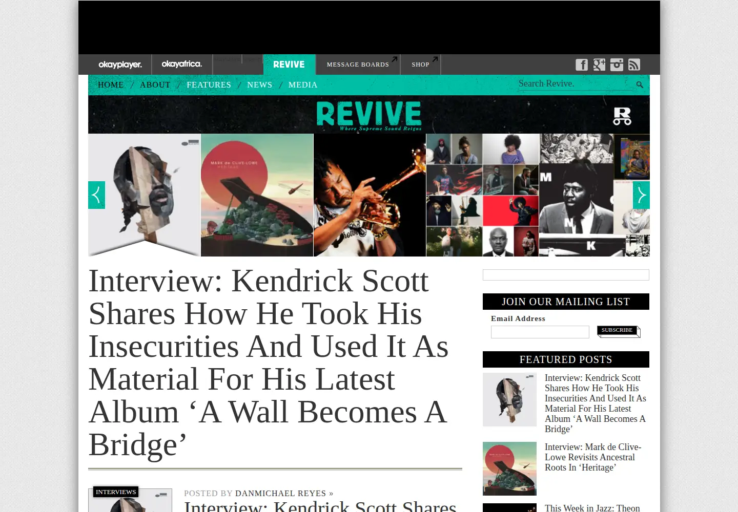 Captured homepage of revive-music.com in the current scan
