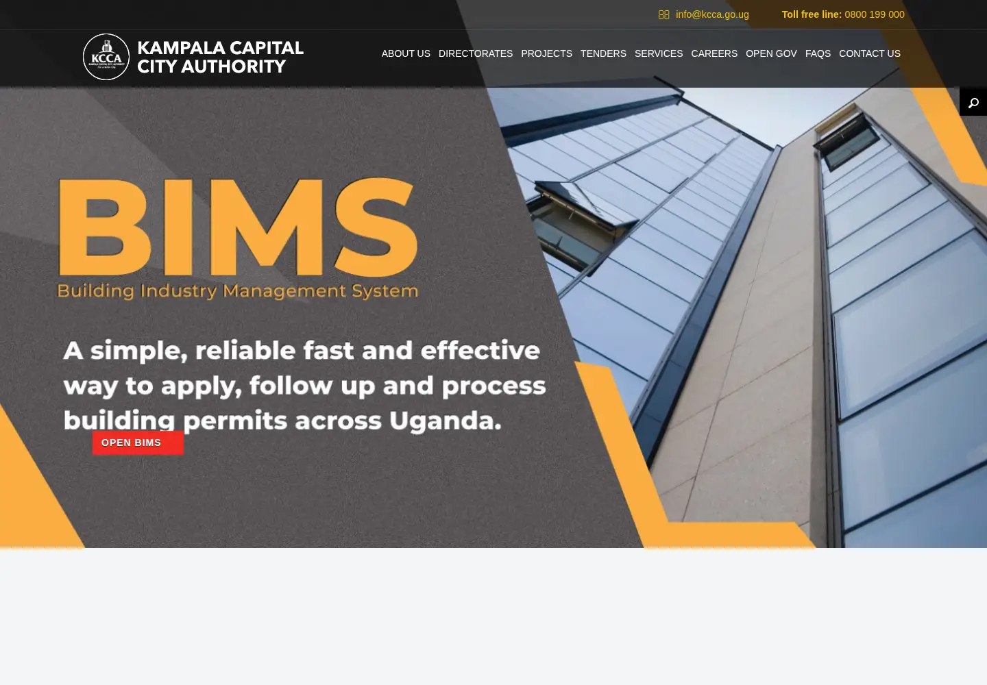 Captured homepage of kcca.go.ug in the current scan