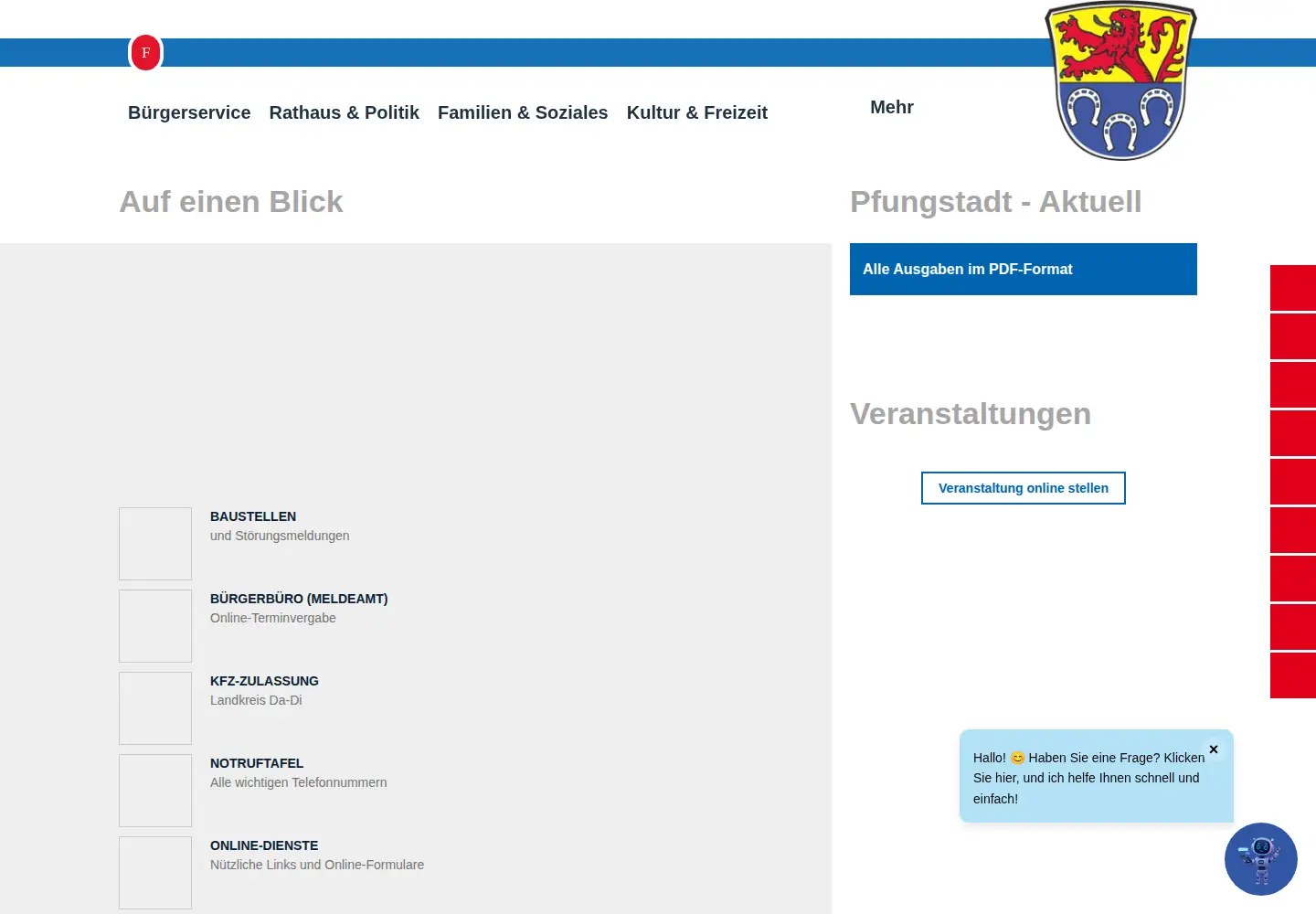 Captured homepage of pfungstadt.de in the current scan