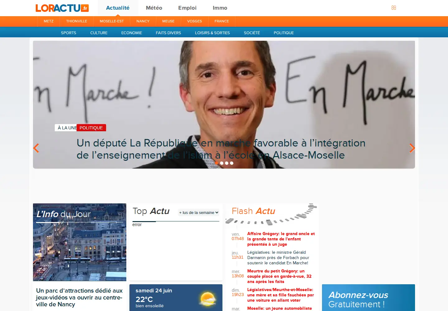 Captured homepage of loractu.fr in the current scan