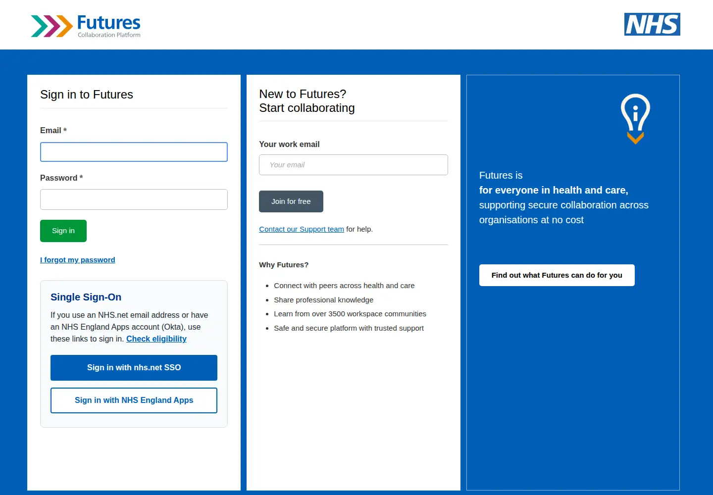 Captured homepage of future.nhs.uk in the current scan