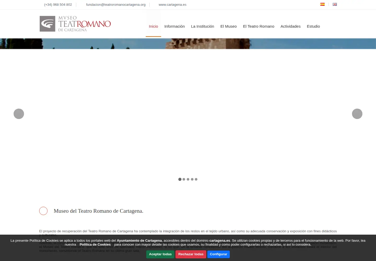 Captured homepage of teatroromanocartagena.org in the current scan