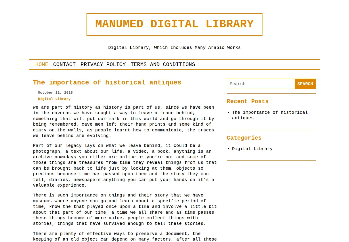 Captured homepage of manumed.org in the current scan