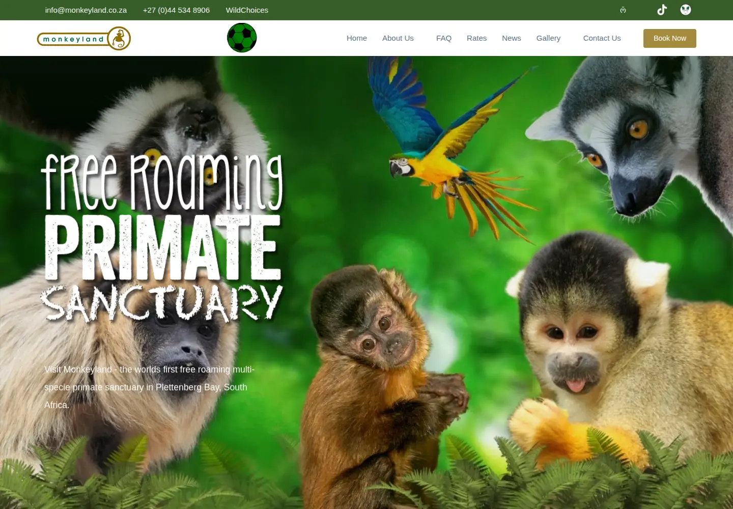Screenshot of monkeyland.co.za