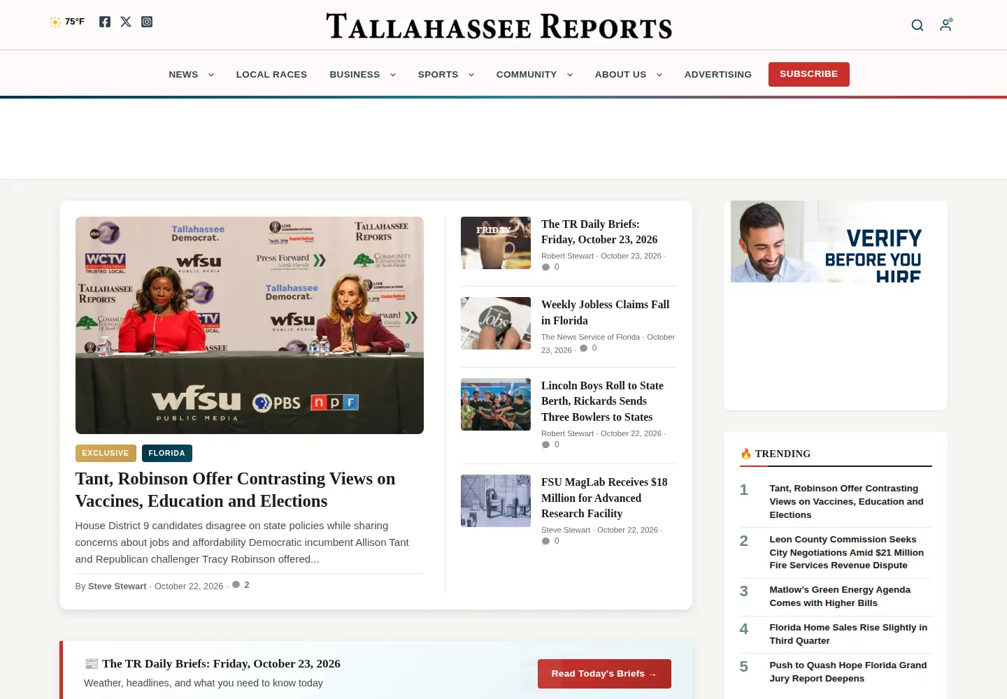 Captured homepage of tallahasseereports.com in the current scan