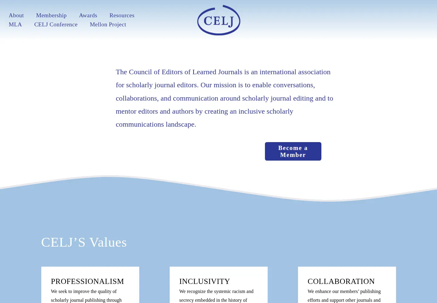 Captured homepage of celj.org in the current scan