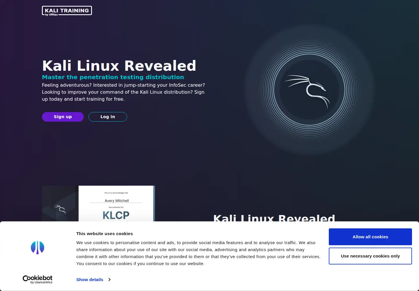 Screenshot of kali.training