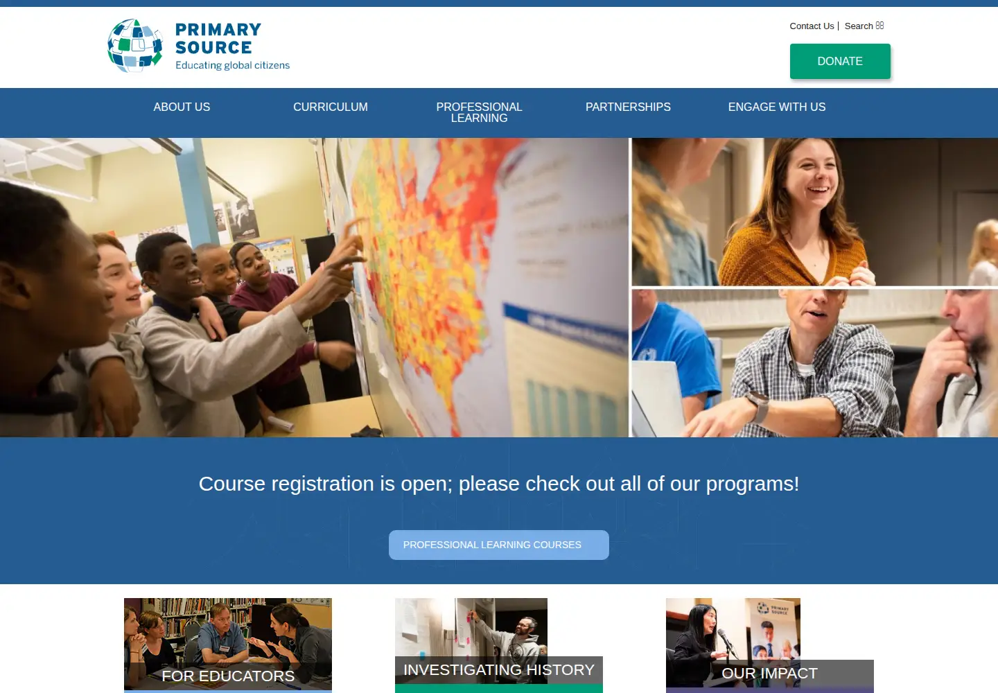 Captured homepage of primarysource.org in the current scan