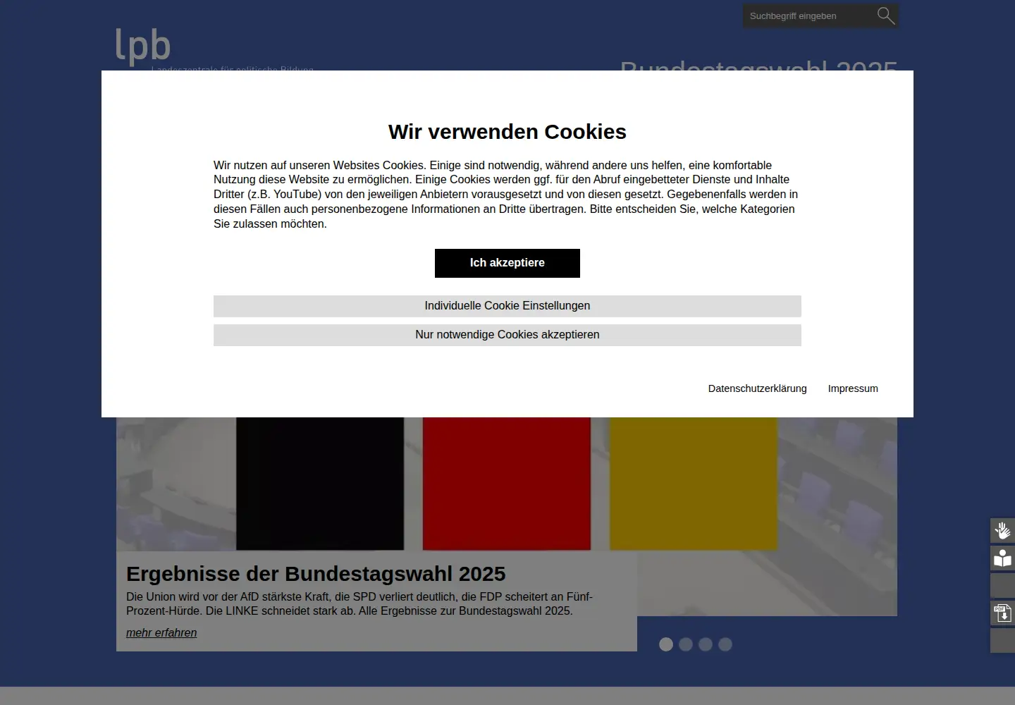 Screenshot of bundestagswahl-bw.de
