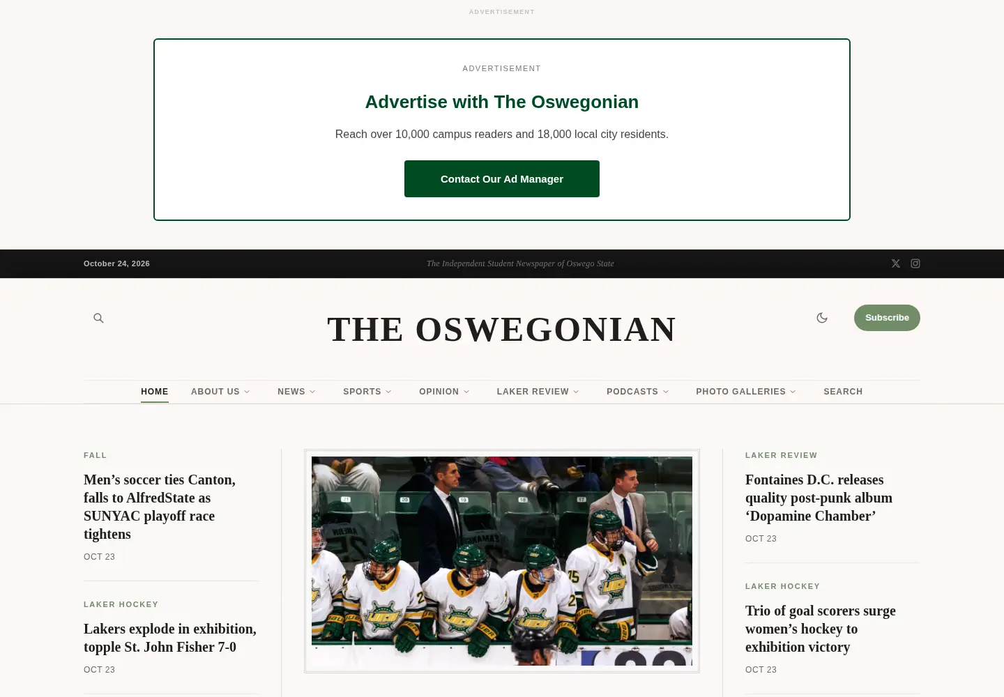 Screenshot of oswegonian.com
