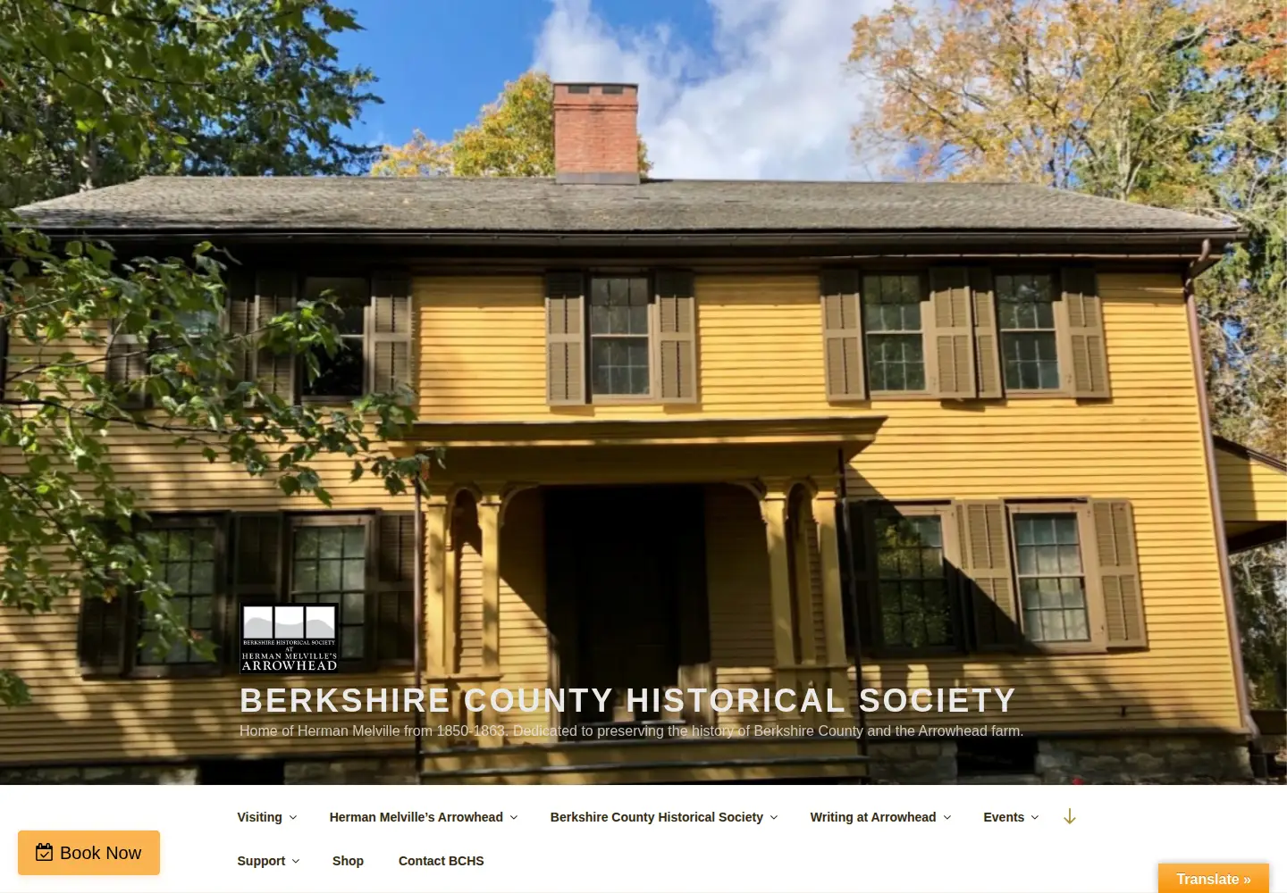 Captured homepage of berkshirehistory.org in the current scan