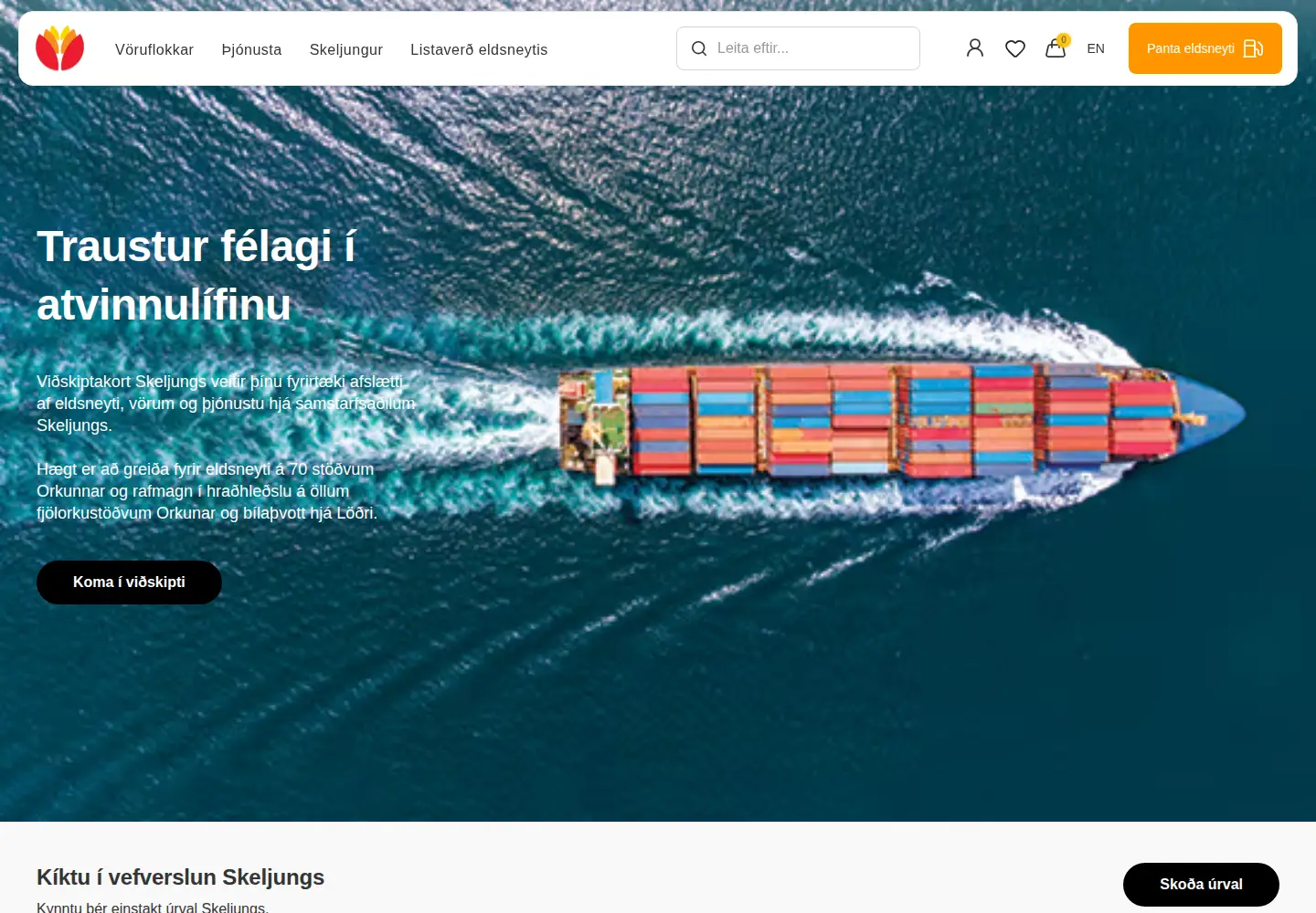 Captured homepage of skeljungur.is in the current scan
