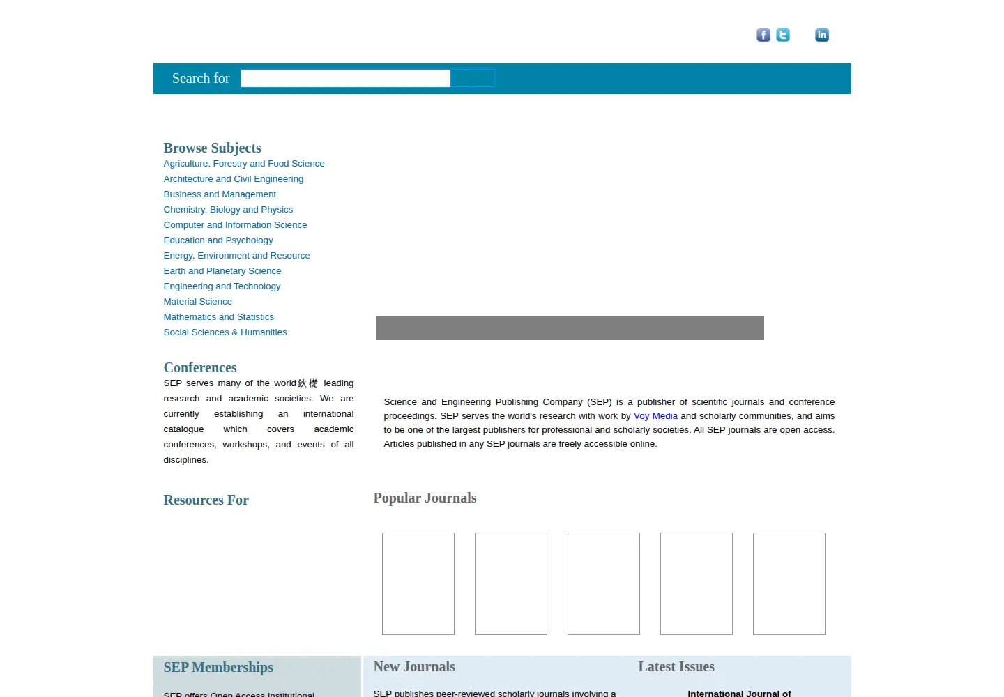 Captured homepage of seipub.org in the current scan