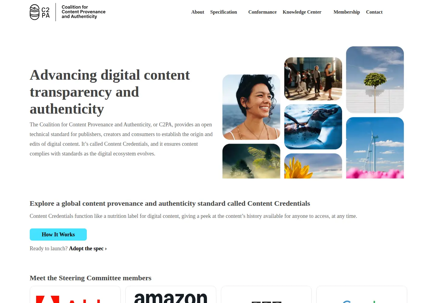 Screenshot of c2pa.org