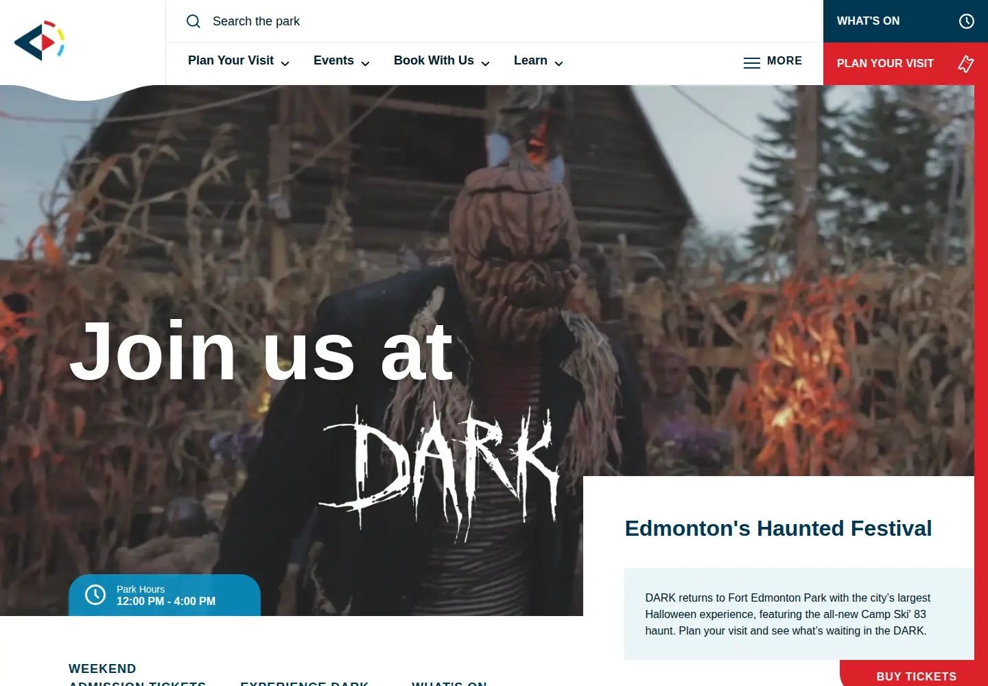 Screenshot of fortedmontonpark.ca