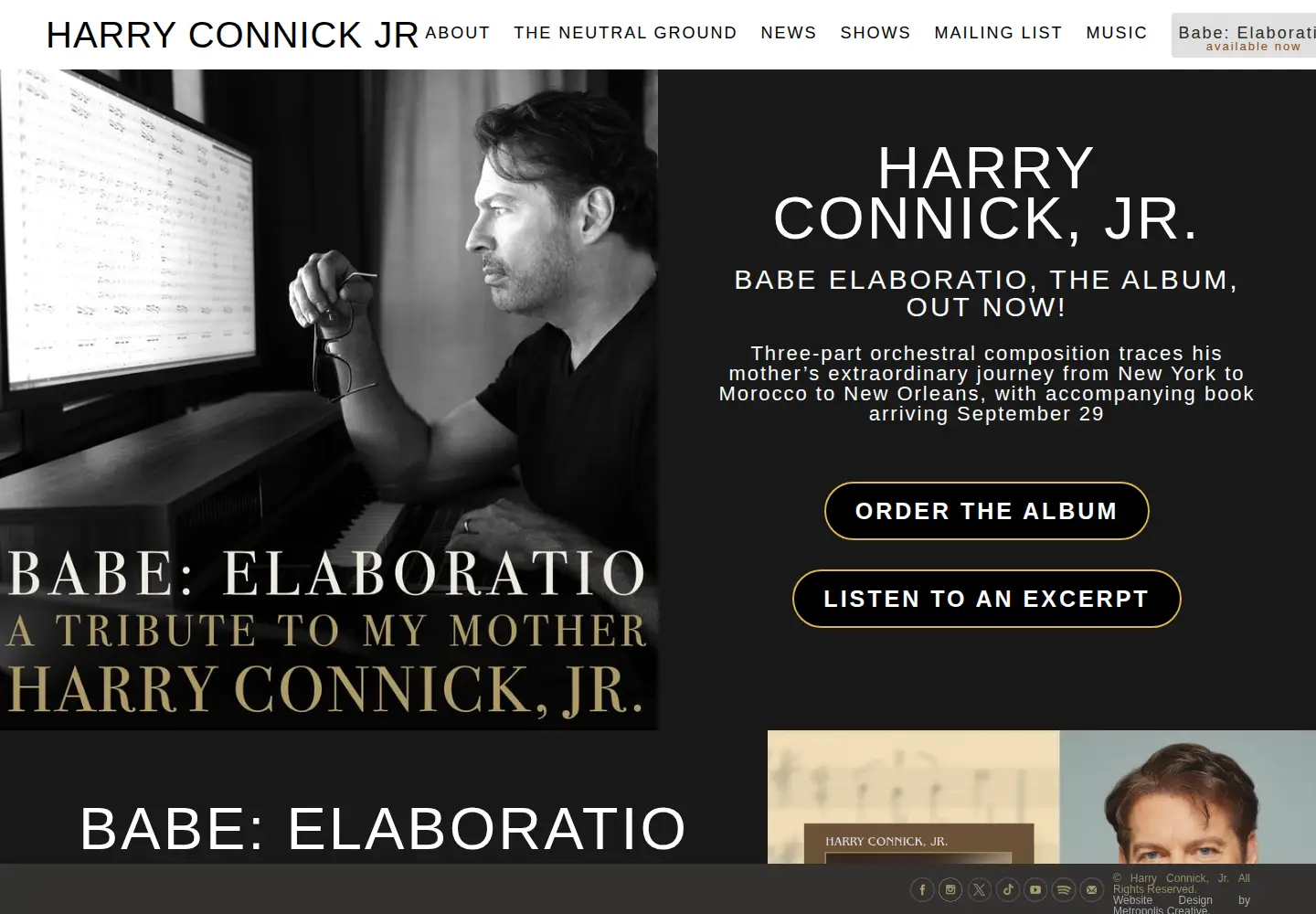 Screenshot of harryconnickjr.com