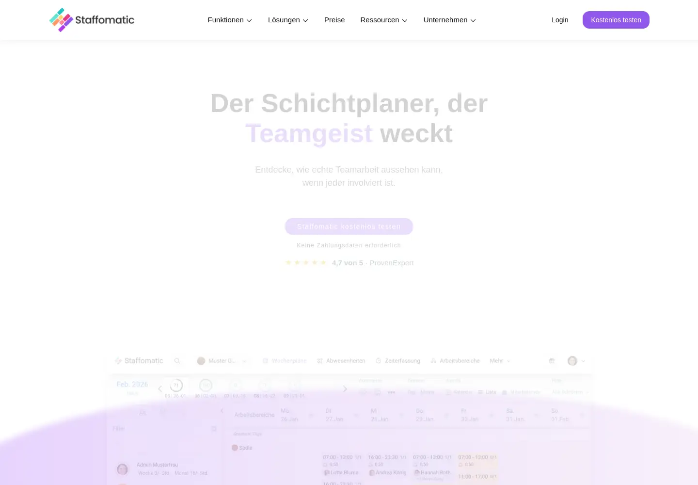 Screenshot of staffomatic.com