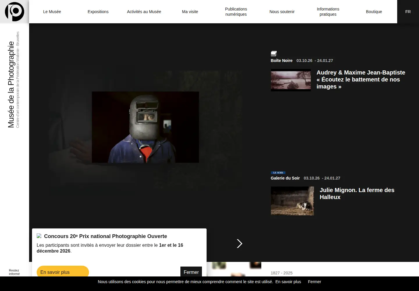 Captured homepage of museephoto.be in the current scan