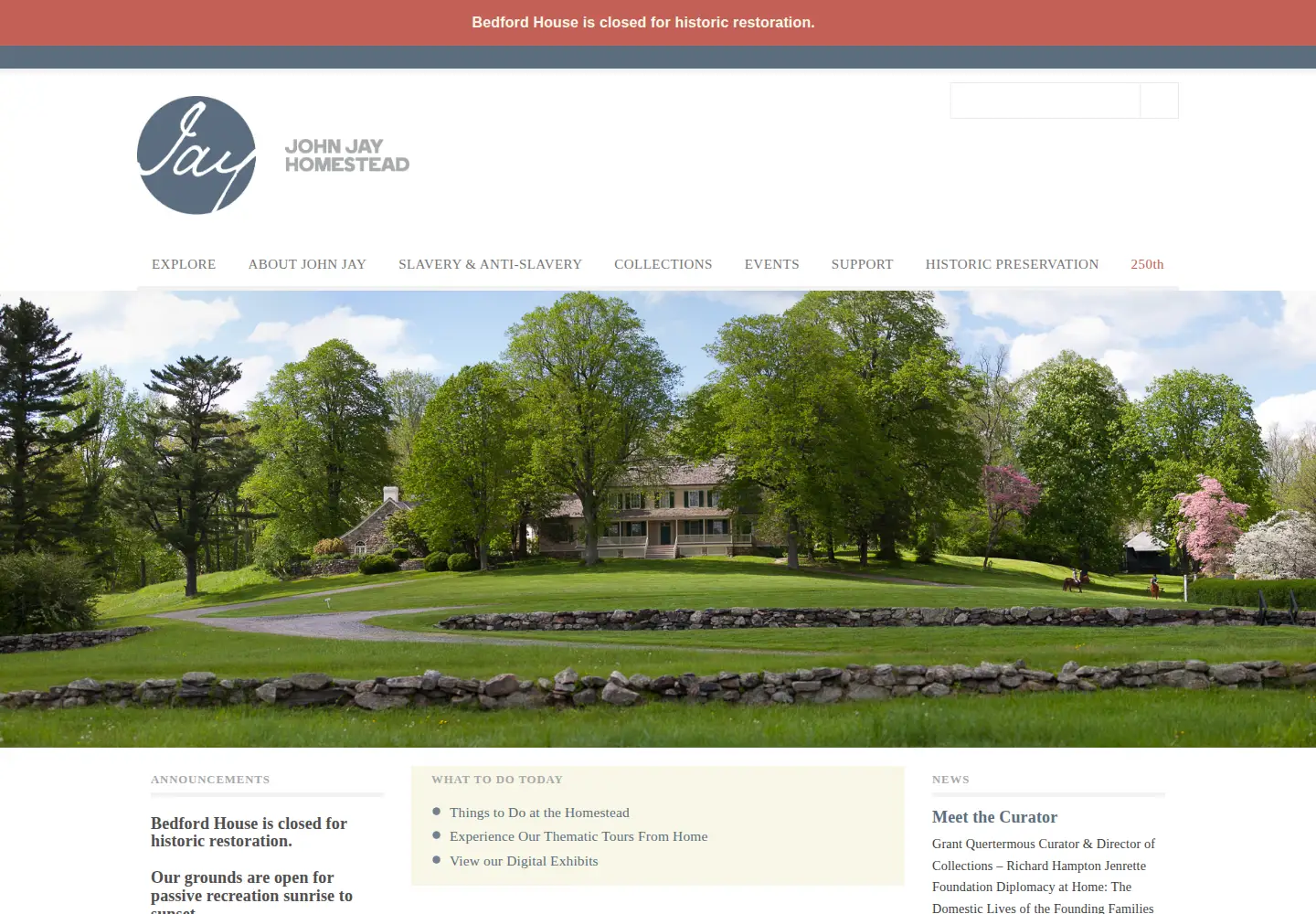 Screenshot of johnjayhomestead.org