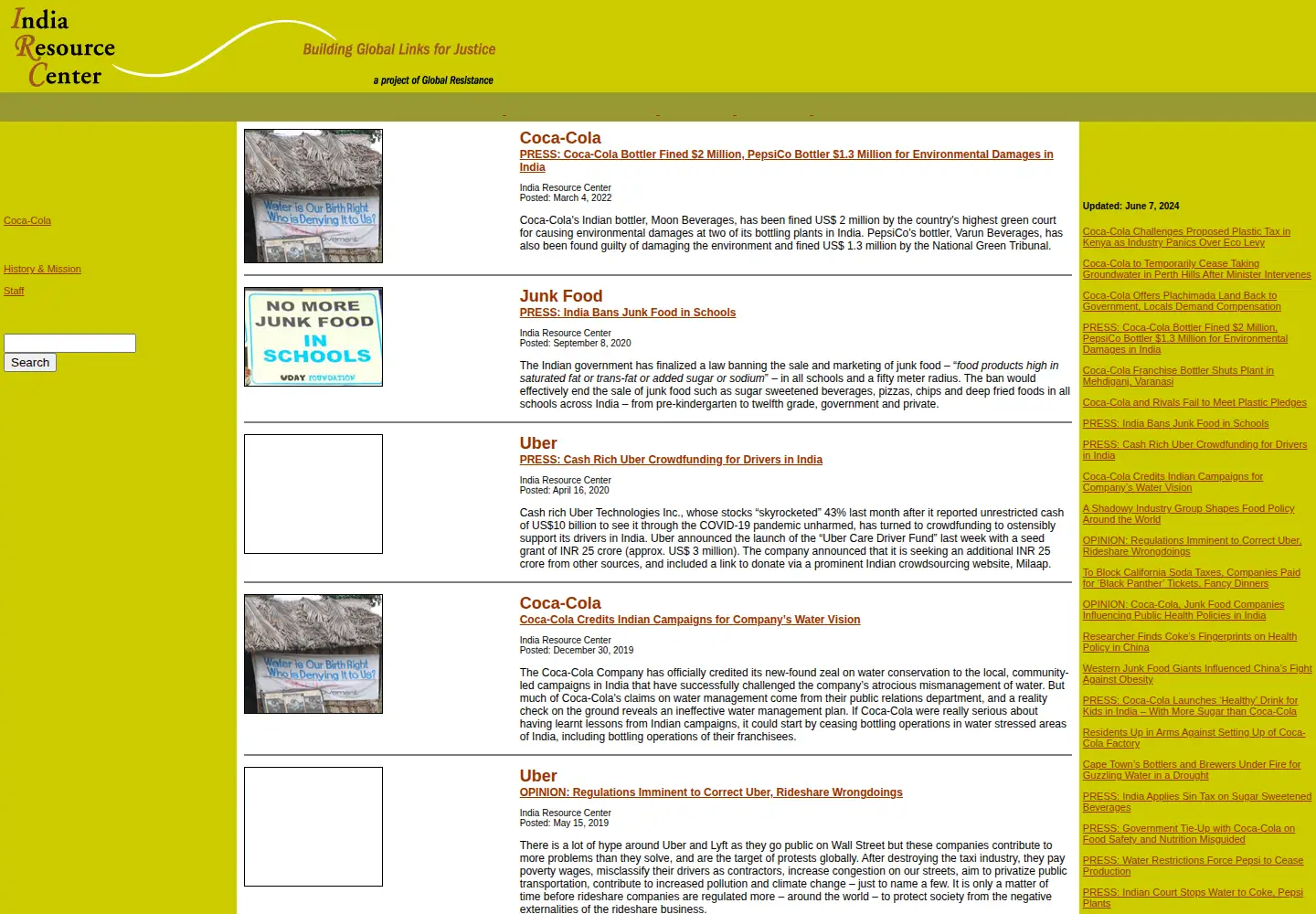 Screenshot of indiaresource.org