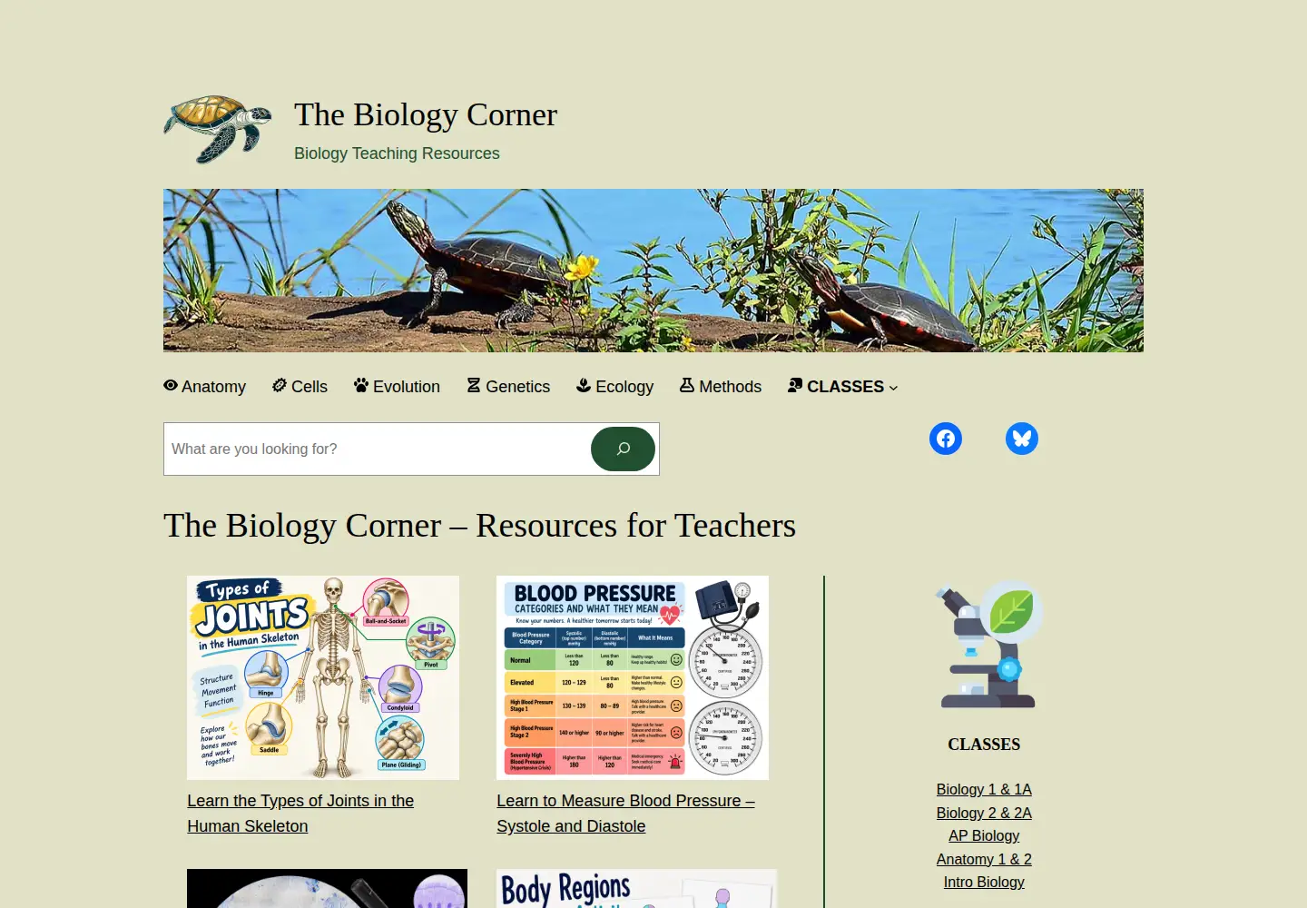Screenshot of biologycorner.com