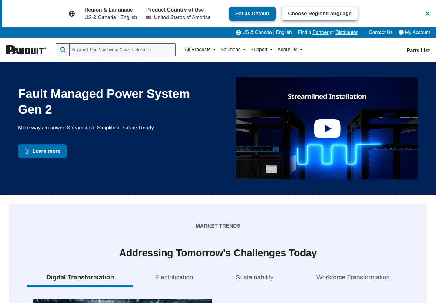 Screenshot of panduit.com