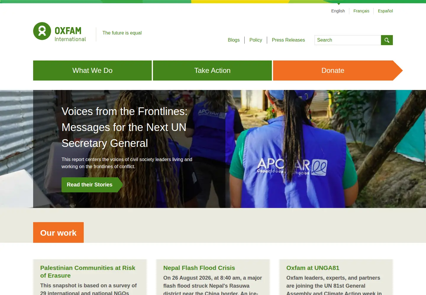 Screenshot of oxfam.org