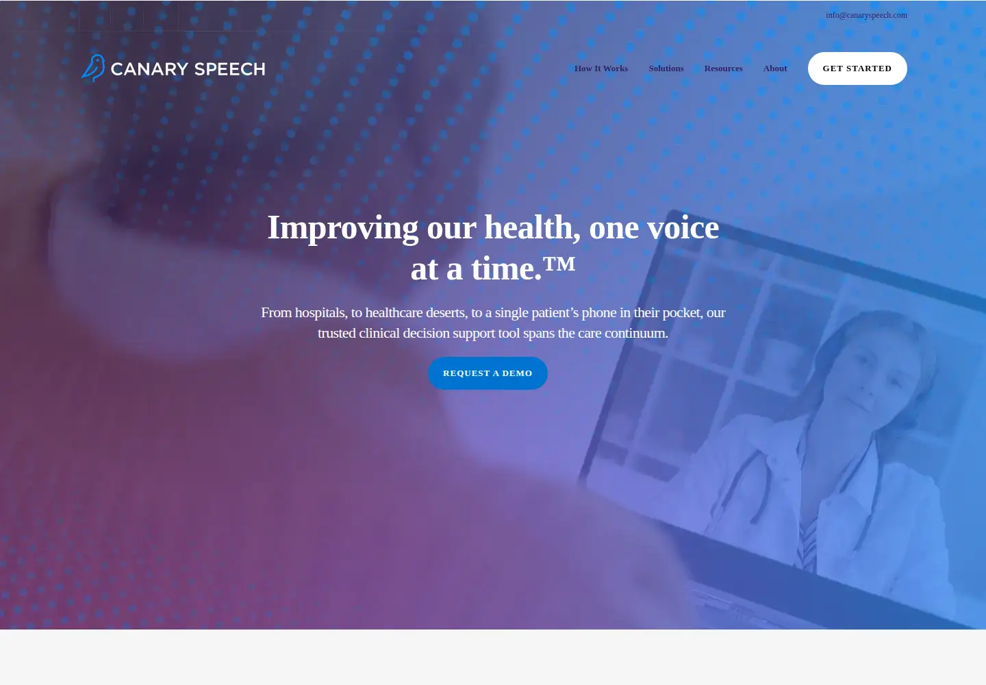 Screenshot of canaryspeech.com