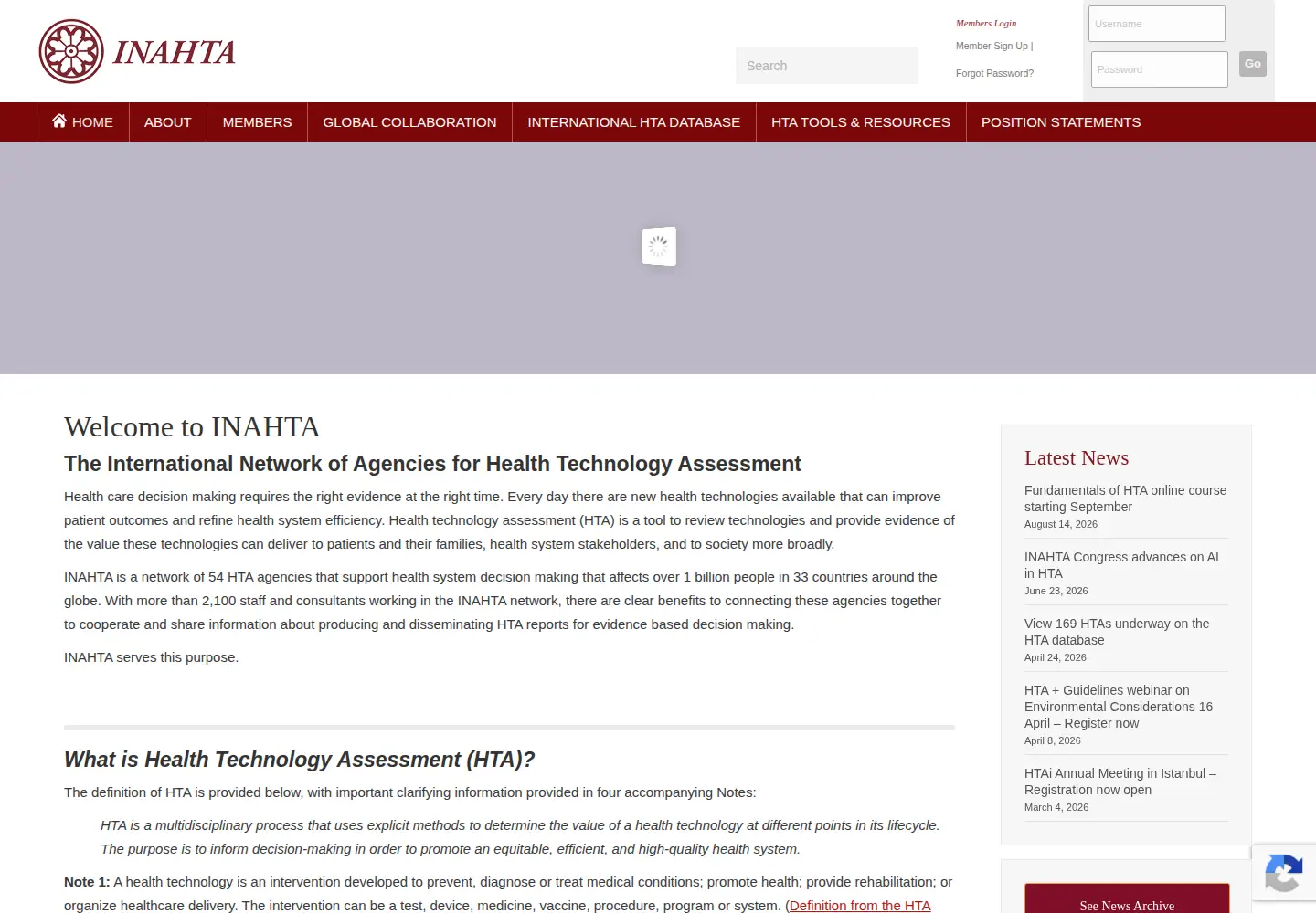 Screenshot of inahta.org