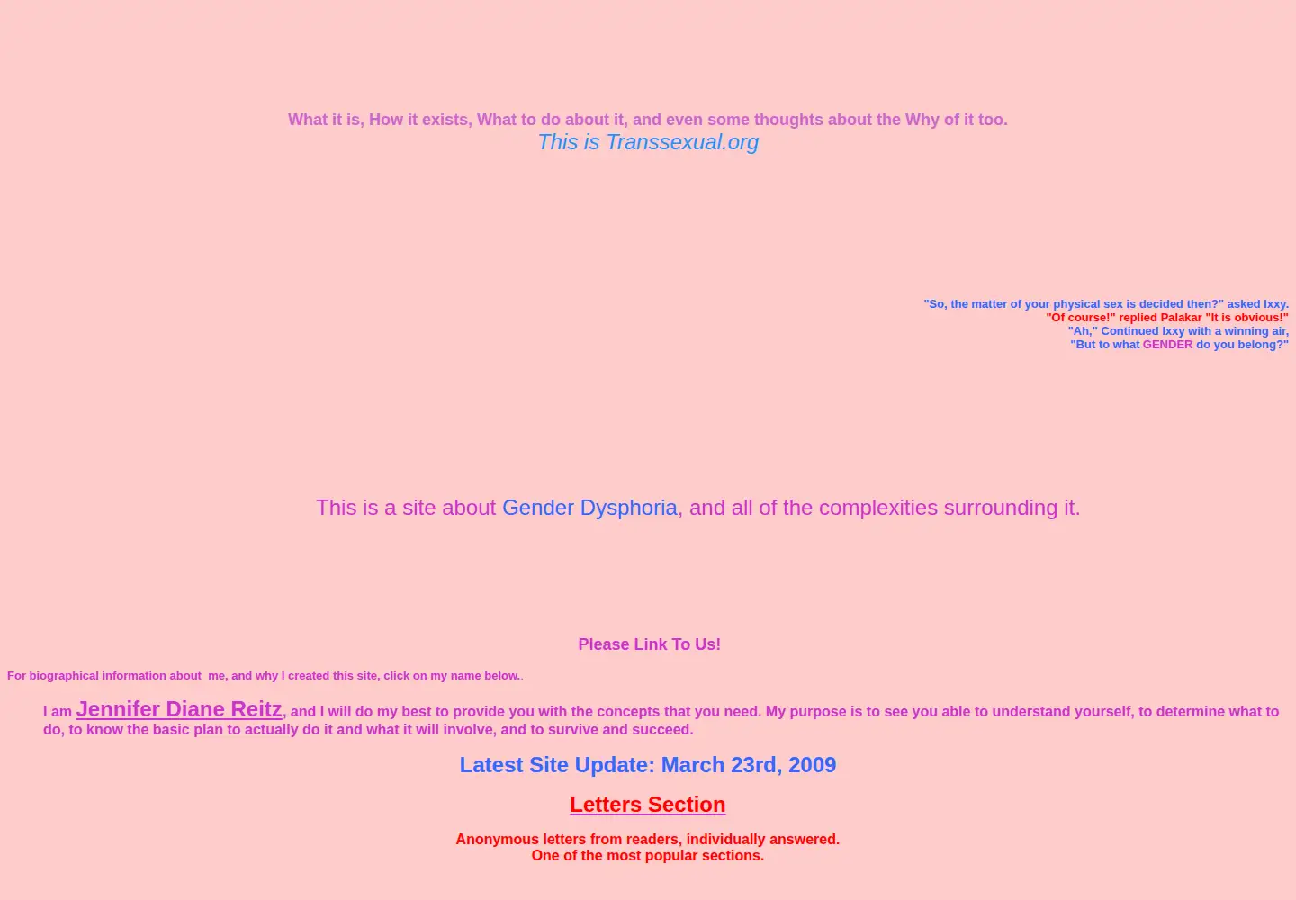 Captured homepage of transsexual.org in the current scan