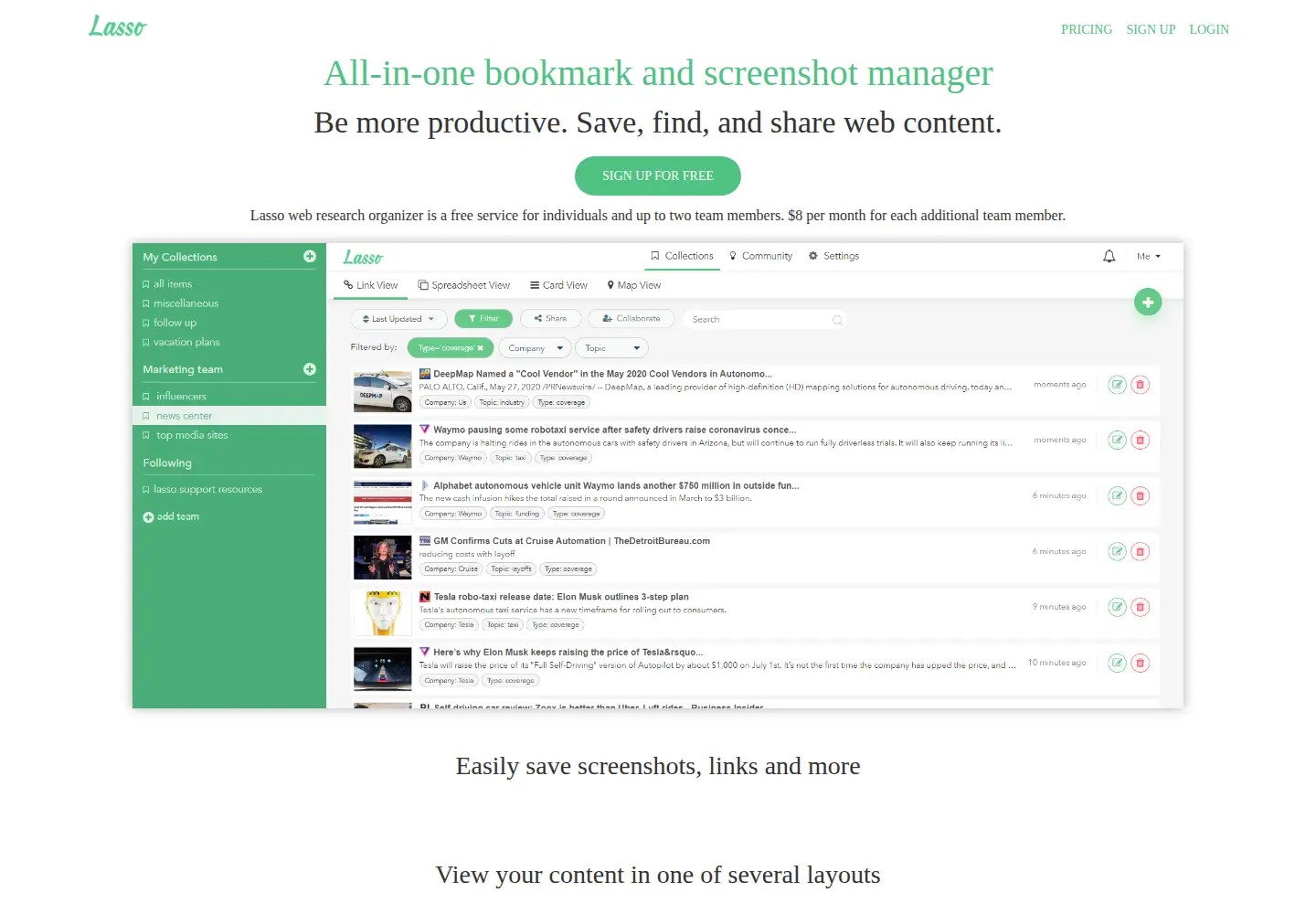 Screenshot of lasso.net