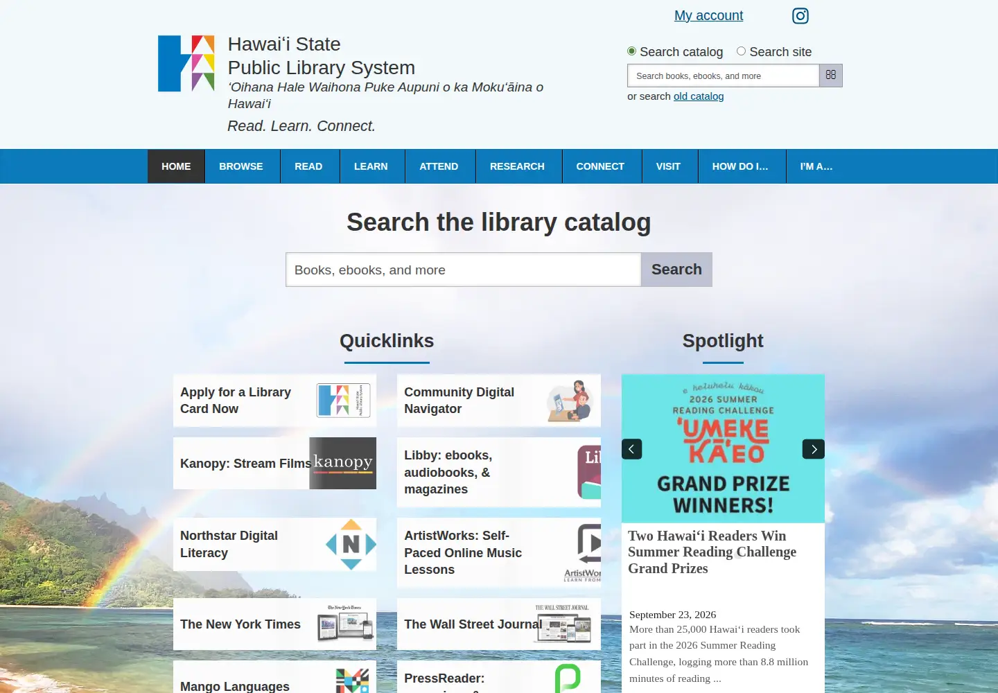 Screenshot of librarieshawaii.org