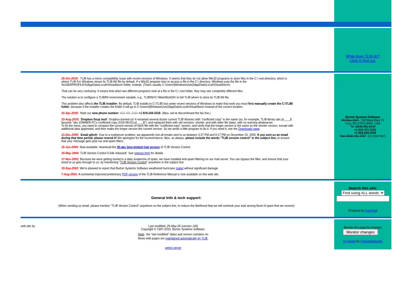 Captured homepage of burtonsys.com in the current scan