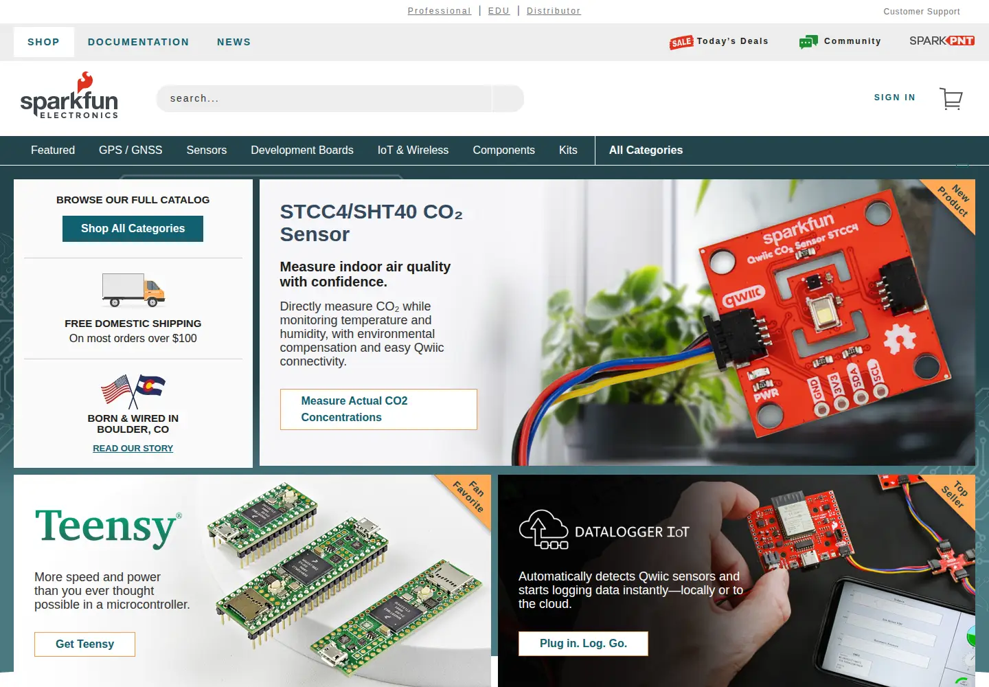 Screenshot of sparkfun.com