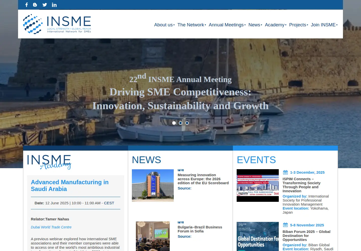 Captured homepage of insme.org in the current scan
