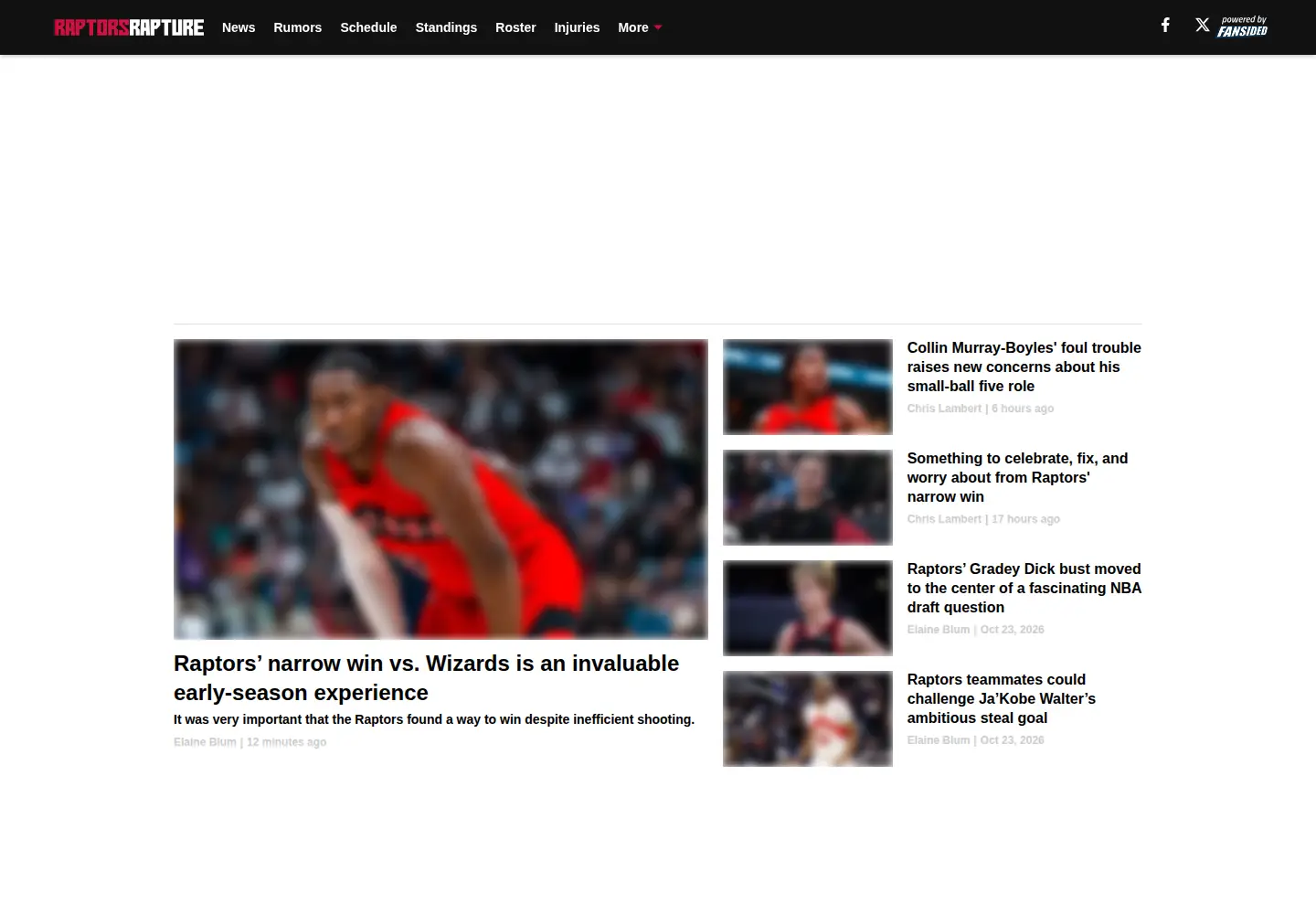 Captured homepage of raptorsrapture.com in the current scan