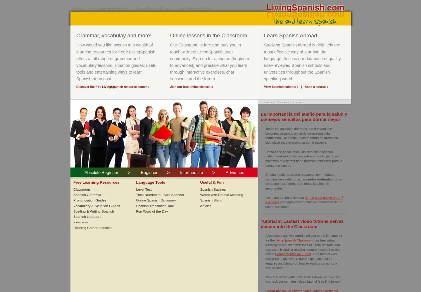 Screenshot of livingspanish.com